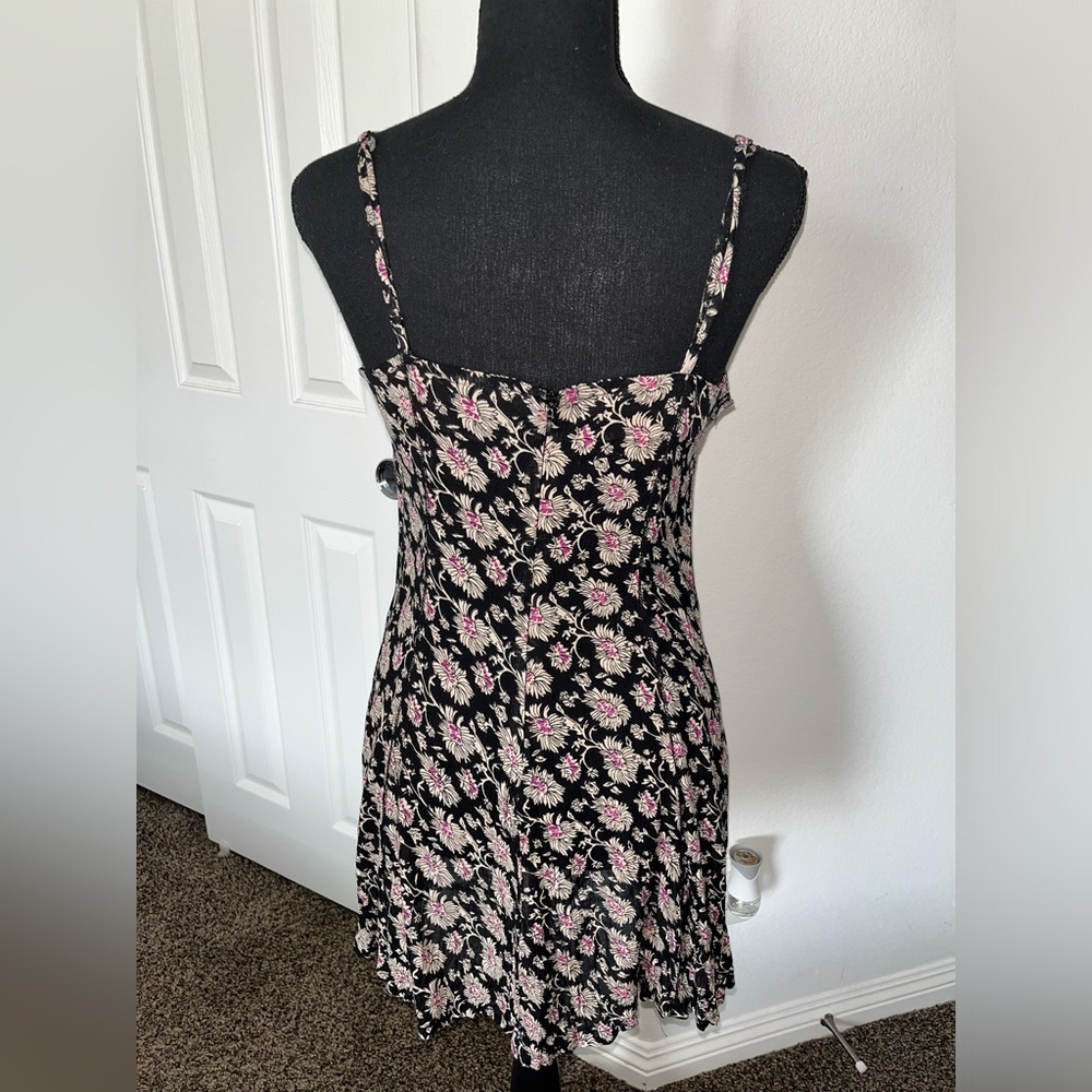 Floral Cami Dress | Black Pink Mini Dress | Adjustable Straps | Size Medium - Picture 3 of 8